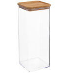 Cutie depozitare 5Five Eske patrata 2L, capac bambus, PS transparent Mob360