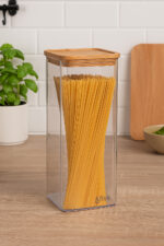 Cutie depozitare 5Five Eske patrata 2L, capac bambus, PS transparent Mob360 - imagine 3