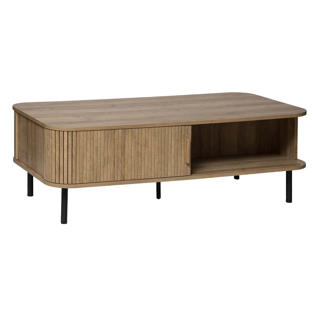 JJ-184923-1 Masuta de cafea Atmosphera Colva cu 2 usi glisante, MDF si otel, 120x60x41 cm, bej Mob360 - imagine 1