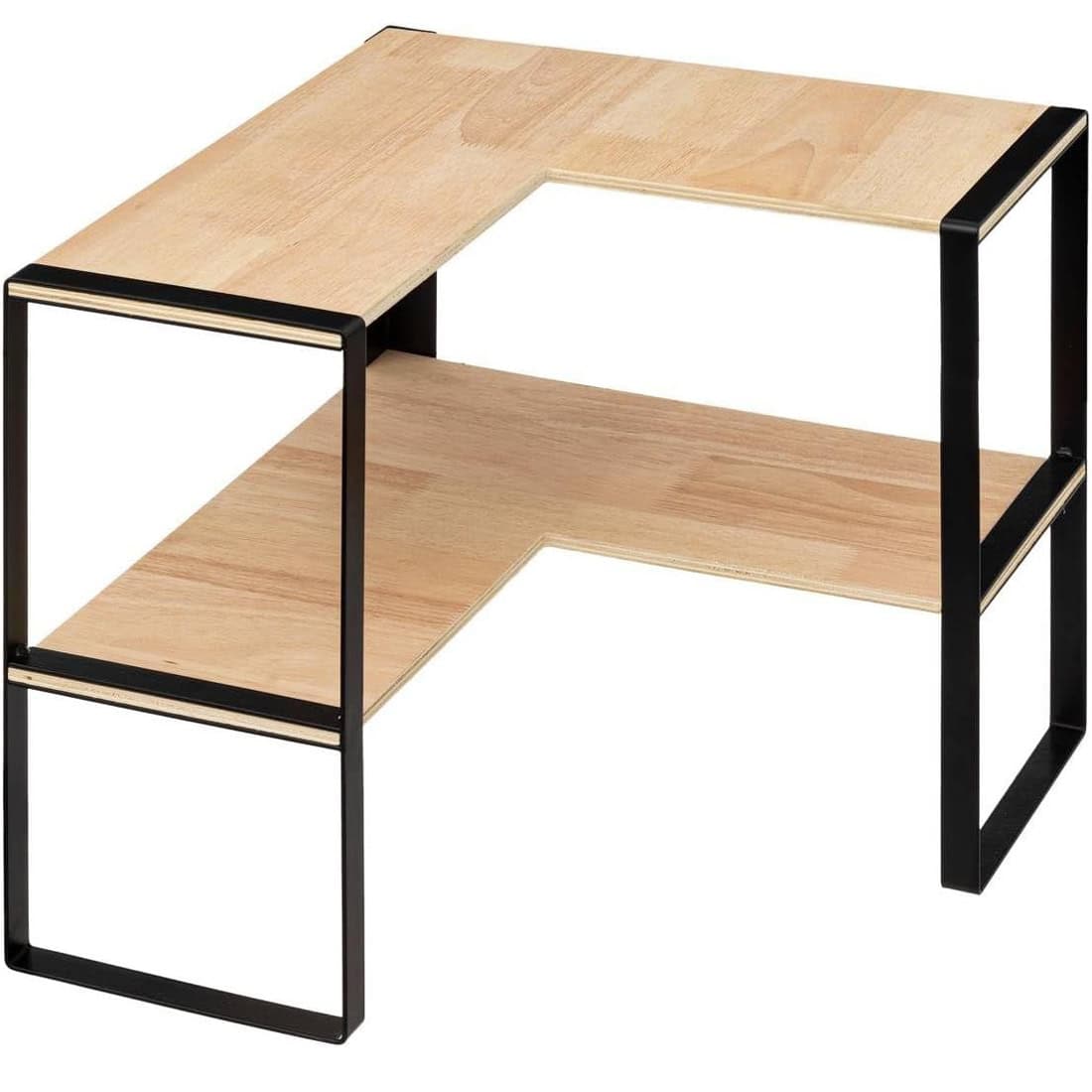 JJ-189866-3 Etajera colt Blackwood cu 2 niveluri, 40x40x35 cm, bej Mob360 - imagine 1