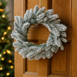 Coronita decorativa inzapezita, pentru Craciun, diametru 40 cm, verde Mob360 - imagine 2