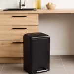 Cos de gunoi 5Five Ariane 20L, cu pedala si inchidere lenta, otel inoxidabil, 30x30x53 cm, negru Mob360 - imagine 2