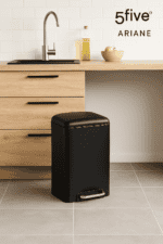 Cos de gunoi 5Five Ariane 20L, cu pedala si inchidere lenta, otel inoxidabil, 30x30x53 cm, negru Mob360 - imagine 3