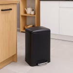 Cos de gunoi 5Five Ariane 20L, cu pedala si inchidere lenta, otel inoxidabil, 30x30x53 cm, negru Mob360 - imagine 4