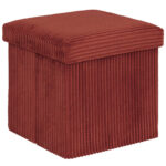 Taburet pliabil Atmosphera Arum din material tip catifea raiat, 38x38x38 cm, ambra Mob360