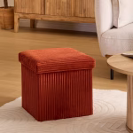 Taburet pliabil Atmosphera Arum din material tip catifea raiat, 38x38x38 cm, ambra Mob360 - imagine 5