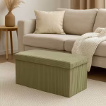 Taburet dublu pliabil Atmosphera Arum din material tip catifea raiat, 76x38x38 cm, verde kaki Mob360