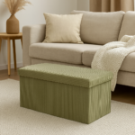 Taburet dublu pliabil Atmosphera Arum din material tip catifea raiat, 76x38x38 cm, verde kaki Mob360 - imagine 2