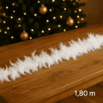 Ghirlanda pentru decor sau bradul de Craciun, model puf si pene, 180cm, alb Mob360 - imagine 2