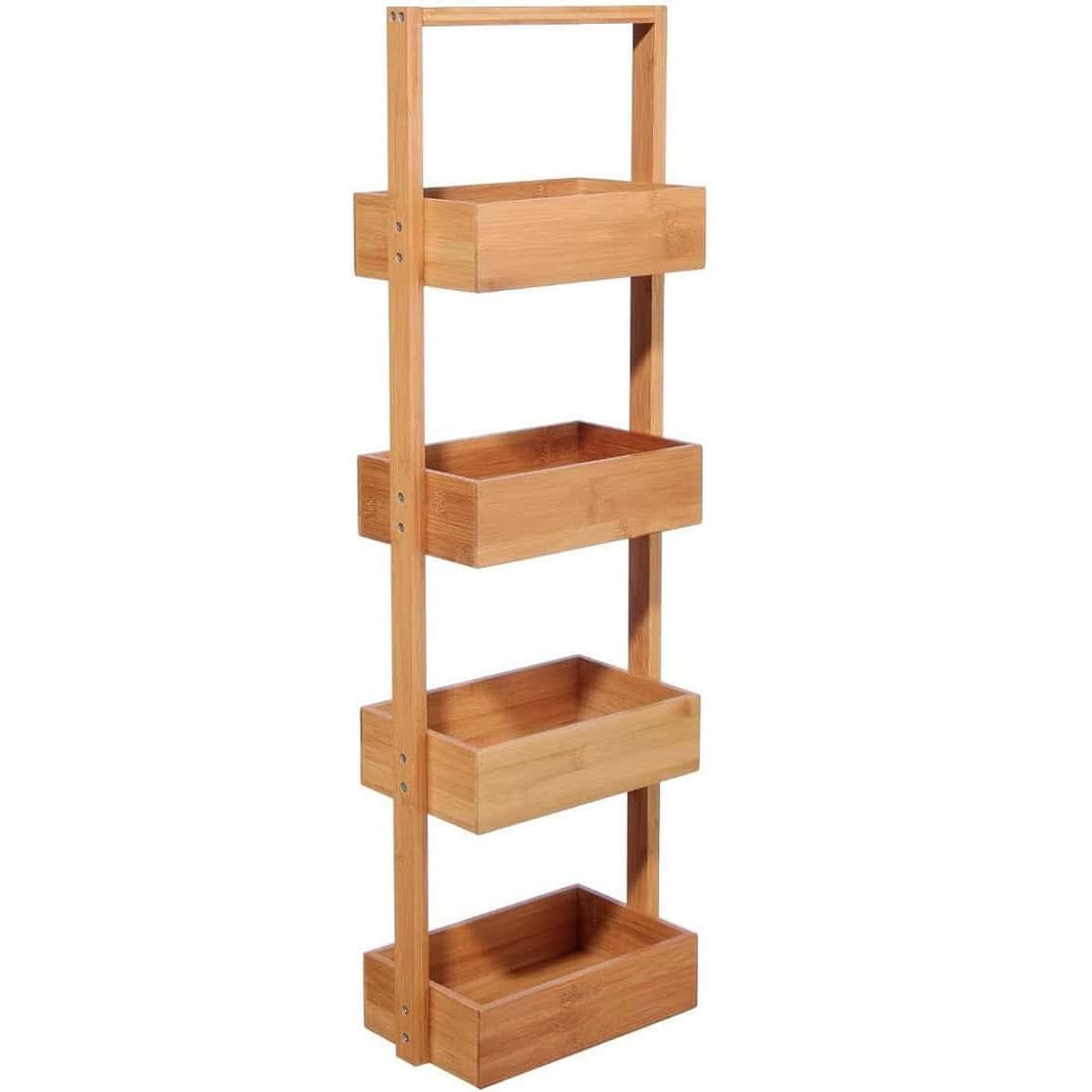 JJ-216716020-4 Etajera 5Five Tidy Box cu 4 rafturi, bambus, 35x33x144 cm, natur Mob360 - imagine 1