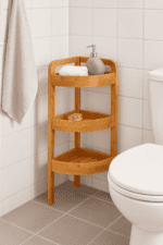 Etajera colt 5Five Bambou cu 3 rafturi, din lemn de bambus, 23x23x61 cm, bej natur Mob360 - imagine 2