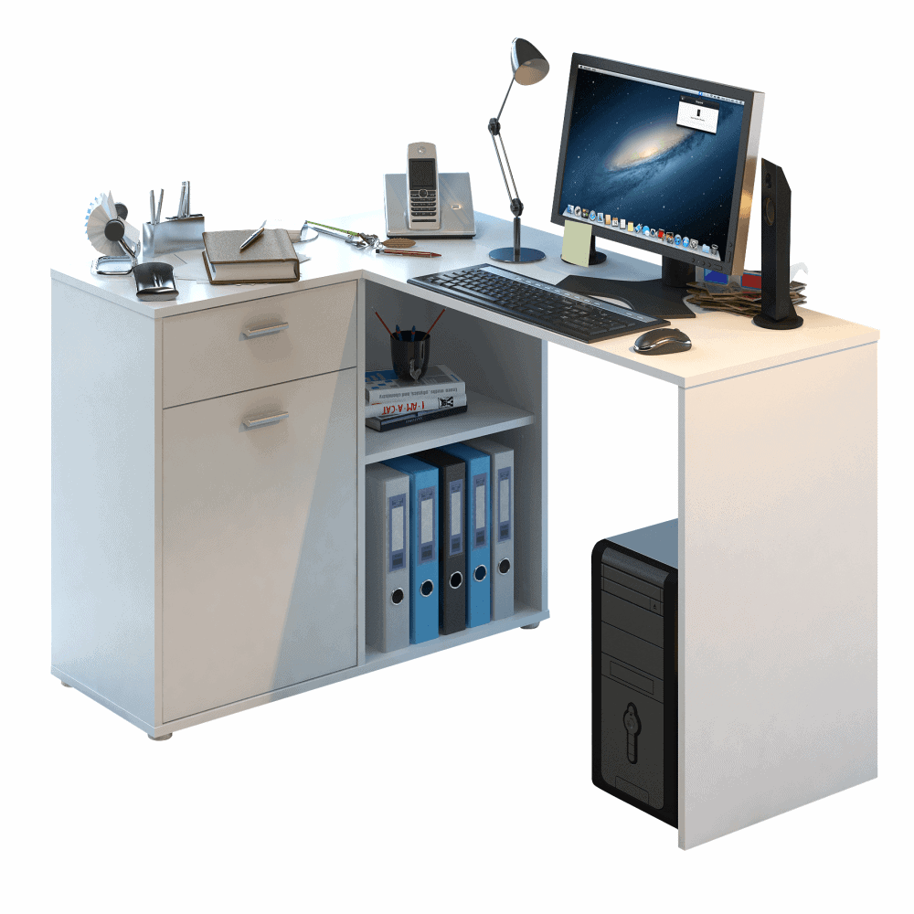 KALIMERO_preMARCELKU_biela Masă PC de colţ, alb, KALIMERO - imagine 1