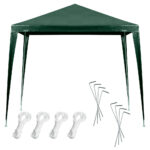 Pavilion gradina 250x250x255 cm, structura metalica cu 4 picioare, acoperis PE 90g/mp, verde Mob360