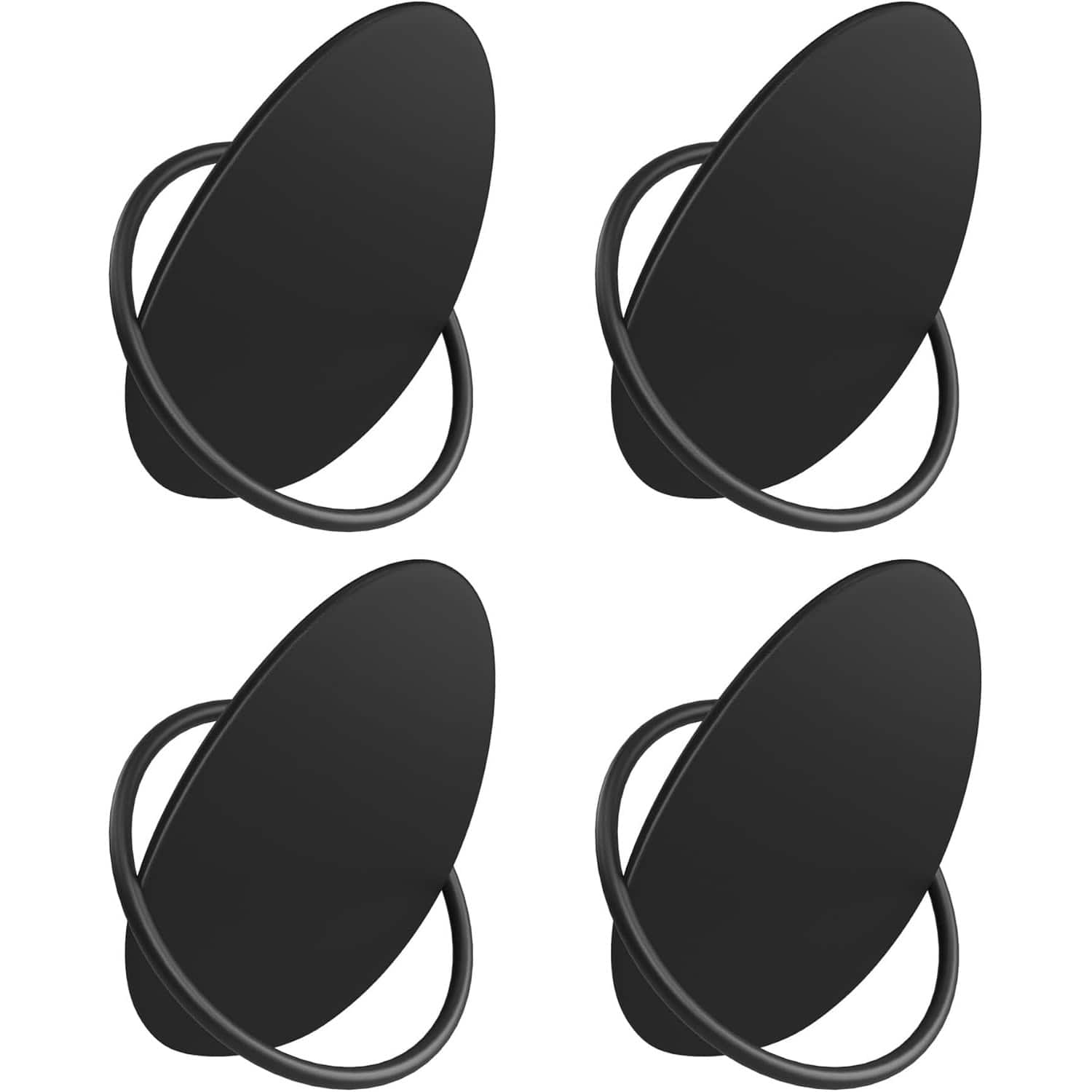 LCR039B01-6 Set 4 carlige perete, design oval din otel, 5 kg per carlig, 9x5x7 cm, negru Mob360 - imagine 1