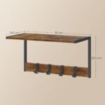 VASAGLE Cuier perete set 2 bucati, PAL si cadru metalic, 50x24x27 cm, maro rustic Mob360 - imagine 2