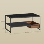 VASAGLE Masuta cafea cu sertar si raft inferior, structura otel, 100x55x45 cm, negru Mob360 - imagine 7