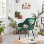 Scaun living tapitat din catifea cu cotiere, sarcina 110 kg, 63x60x85 cm, verde Mob360 - imagine 5