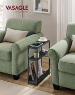 VASAGLE Masuta ingusta cu priza si porturi de incarcare USB, 3 rafturi, 45x18x58 cm, negru Mob360 - imagine 4