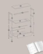 VASAGLE Masuta ingusta cu priza si porturi de incarcare USB, 3 rafturi, 45x18x58 cm, negru Mob360 - imagine 7