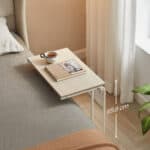 VASAGLE Masuta laterala laptop pe roti, 55x33x66 cm, stil industrial, crem Mob360 - imagine 3