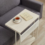 VASAGLE Masuta laterala laptop pe roti, 55x33x66 cm, stil industrial, crem Mob360 - imagine 4