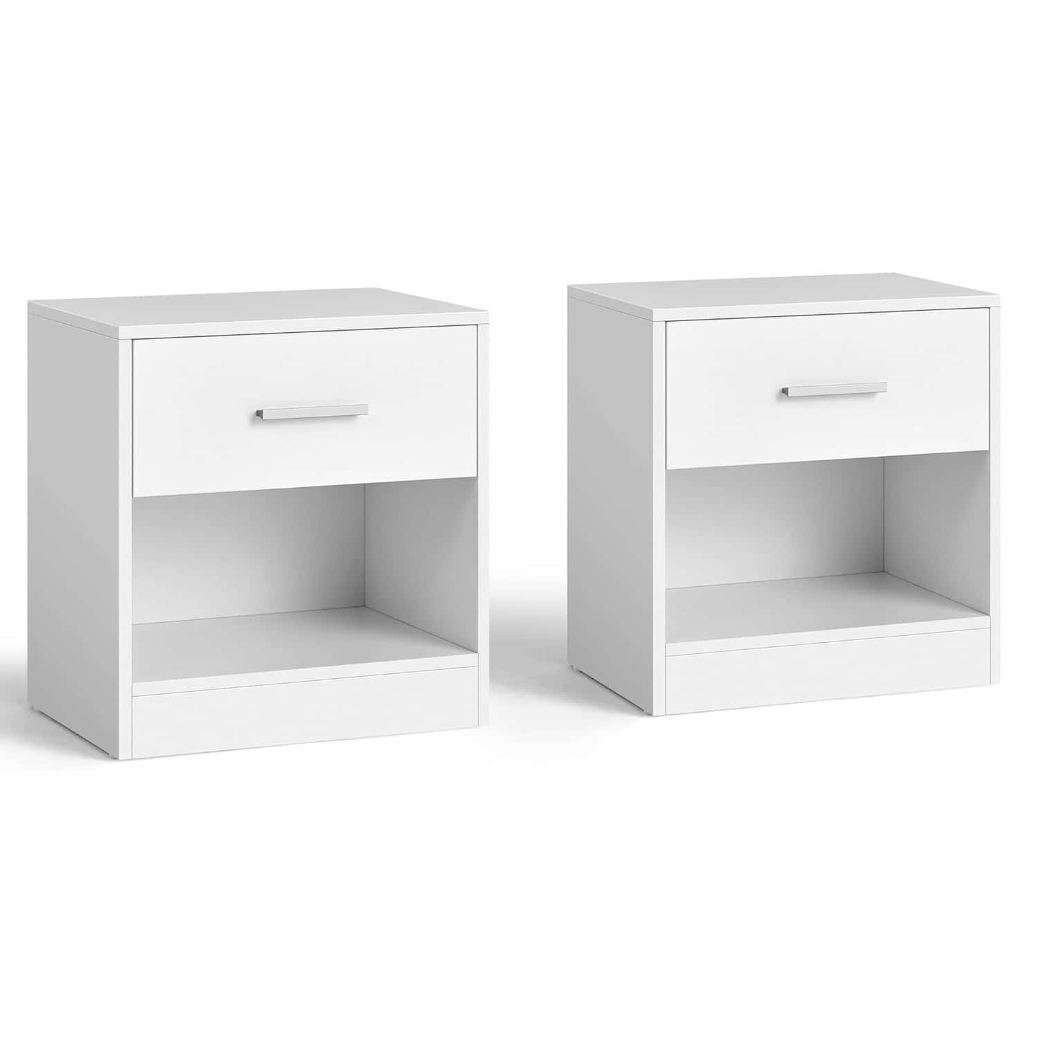 LET819T14-7 VASAGLE Set 2 noptiere, cu sertar si compartiment deschis, PAL, 28x39x41 cm, alb Mob360 - imagine 1