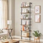 VASAGLE Etajera tip scara 6 rafturi, PAL si cadru metalic, 60x30x205 cm, maro rustic Mob360 - imagine 4