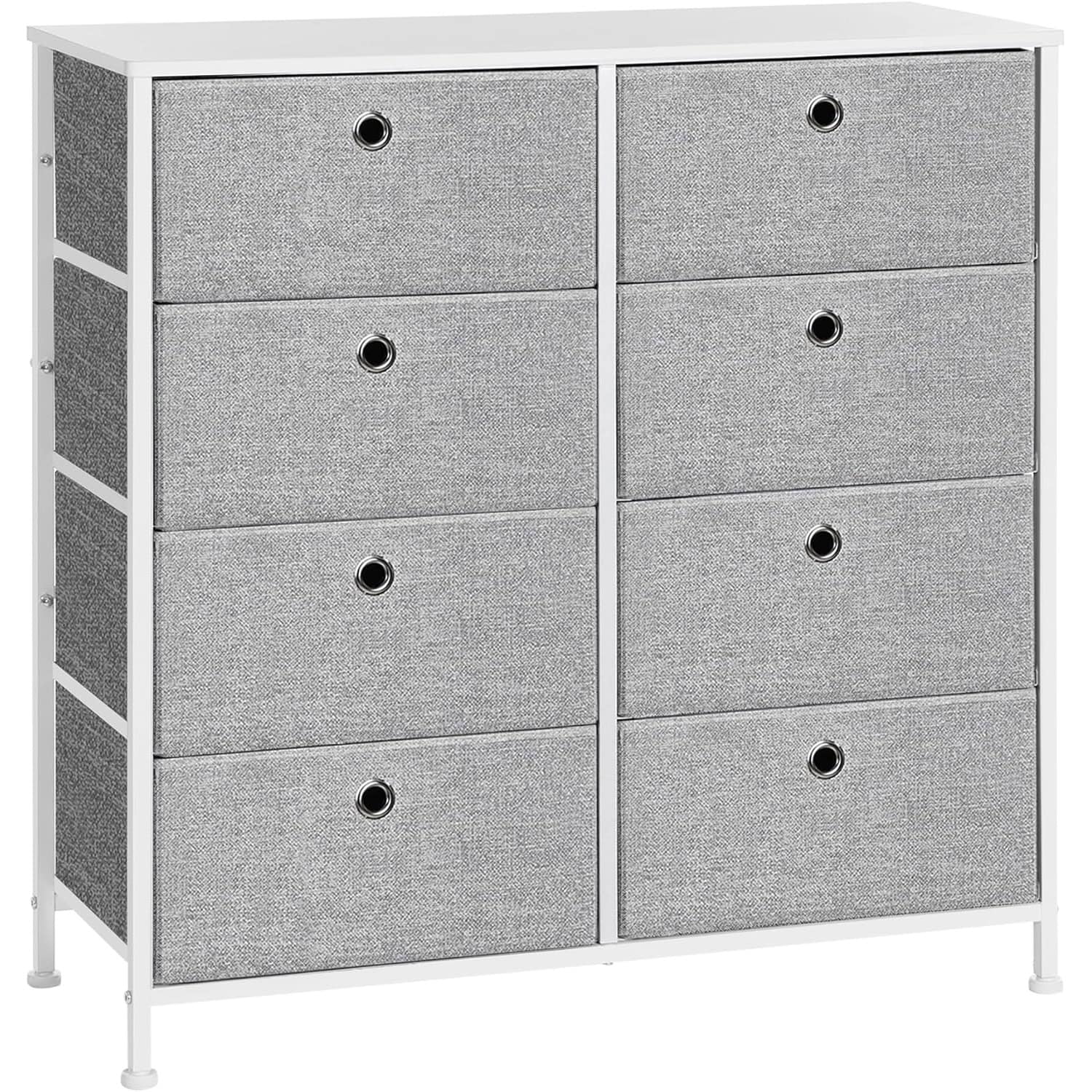 LTS24W-7 Comoda cu 8 sertare din material textil, cadru metalic si blat MDF, 80x30x81 cm, gri si alb Mob360 - imagine 1