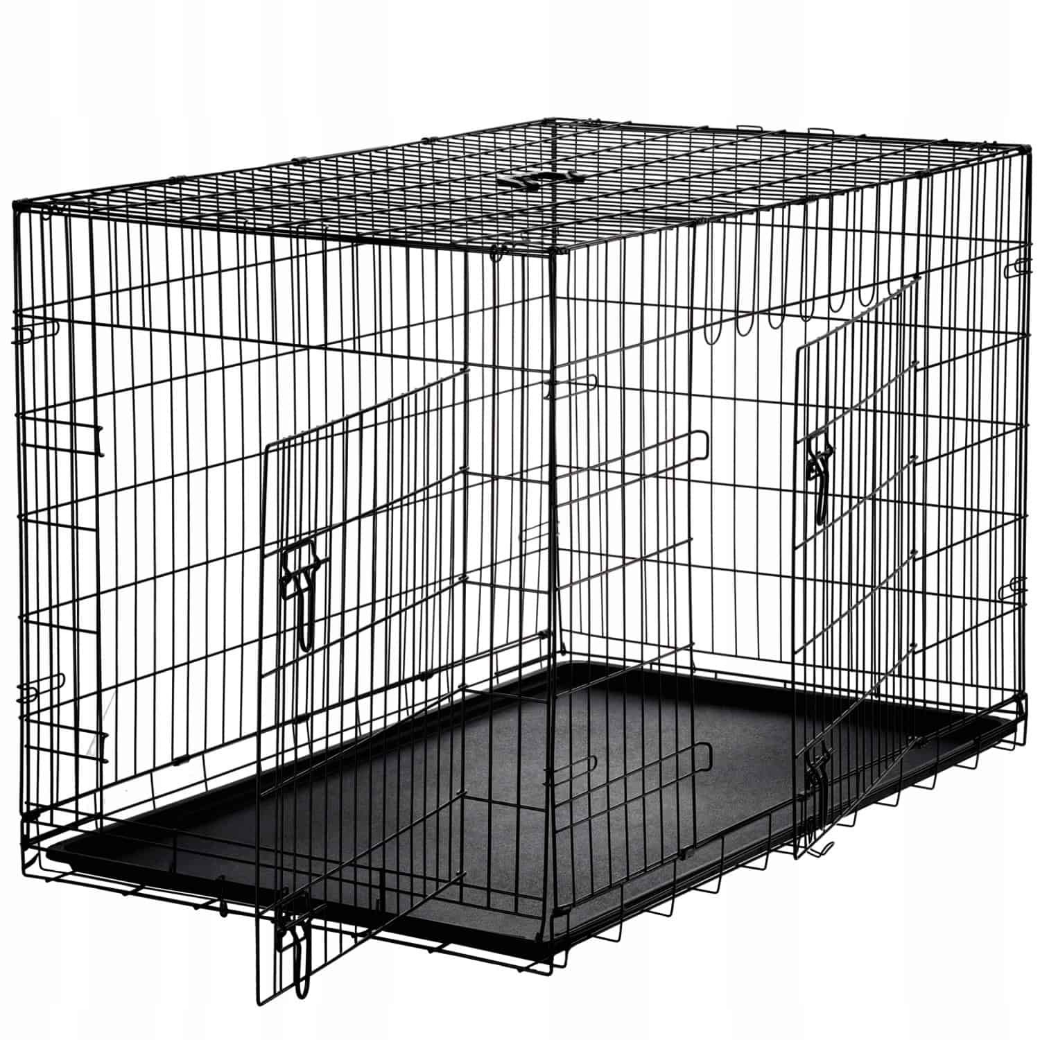 PET-9692-1 Cusca metalica pentru caine XXXL, pliabila, cu tava detasabila, 121x74x81 cm, negru Mob360 - imagine 1