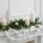 Ghirlanda pentru decor sau bradul de Craciun, model puf si pene, 200cm, alb Mob360 - imagine 5