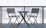 Set mobilier balcon pliabil cu masa sticla si 2 scaune, structura metalica, 60x70 cm, negru Mob360 - imagine 2