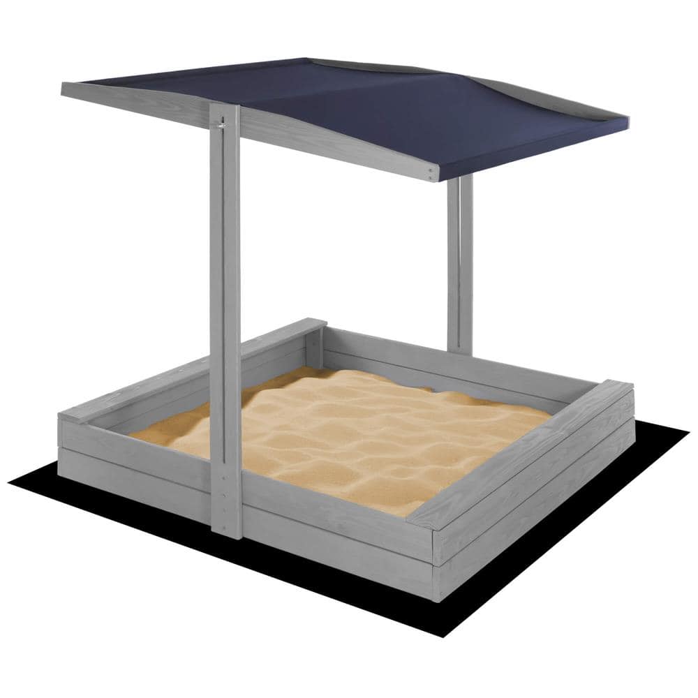 SBP-120RSET01-11 Lada nisip din lemn cu acoperis reglabil si capac, pliabila, 120x120x120 cm, gri Mob360 - imagine 1