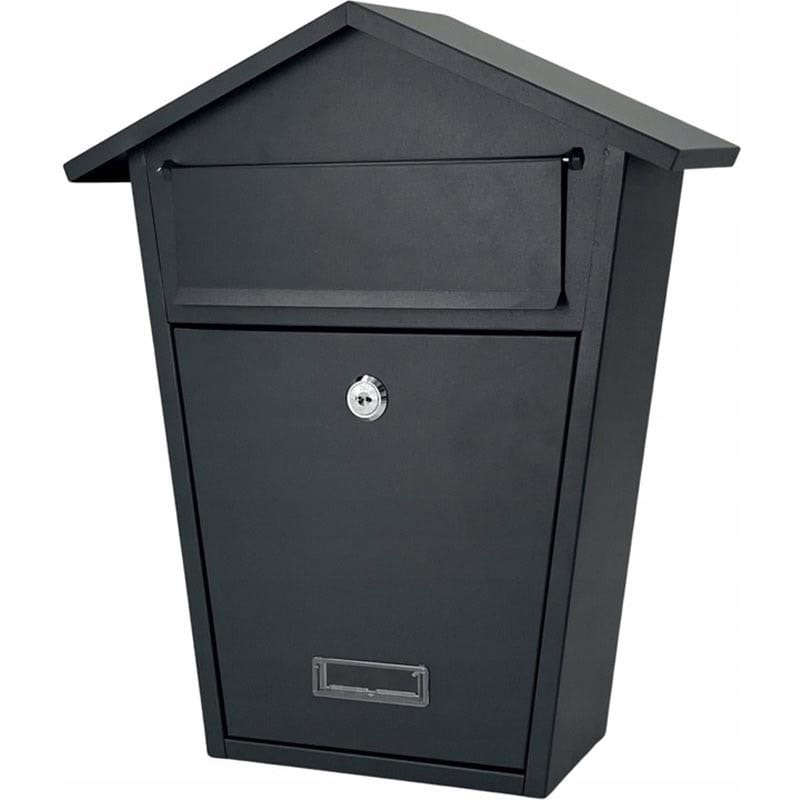 TIS-8183-1 Cutie postala metalica 38x32x11 cm, tabla zincata, cu clapeta si yala cu 2 chei, gri Mob360 - imagine 1