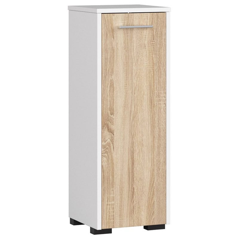 Untitled-1-1 Dulap de baie tip baza, cu usa reversibila si raft interior, PAL 16 mm, 30x30x85 cm, alb si sonoma Mob360 - imagine 1