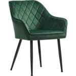 Scaun living tapitat din catifea cu cotiere, sarcina 110 kg, 63x60x85 cm, verde Mob360