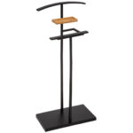 Suport haine valet 5Five Bamboo din otel si bambus, 44x22x114 cm, negru Mob360