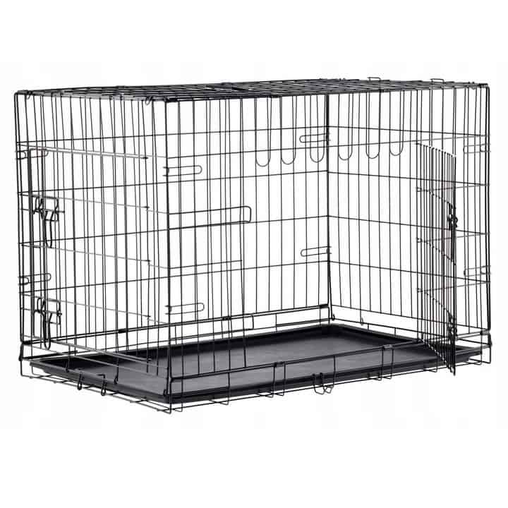 Untitled-4 Cusca metalica pliabila pentru animale, cu maner si tava detasabila, 107x69x76 cm, negru Mob360 - imagine 1