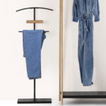 Suport haine valet 5Five Bamboo din otel si bambus, 44x22x114 cm, negru Mob360 - imagine 2