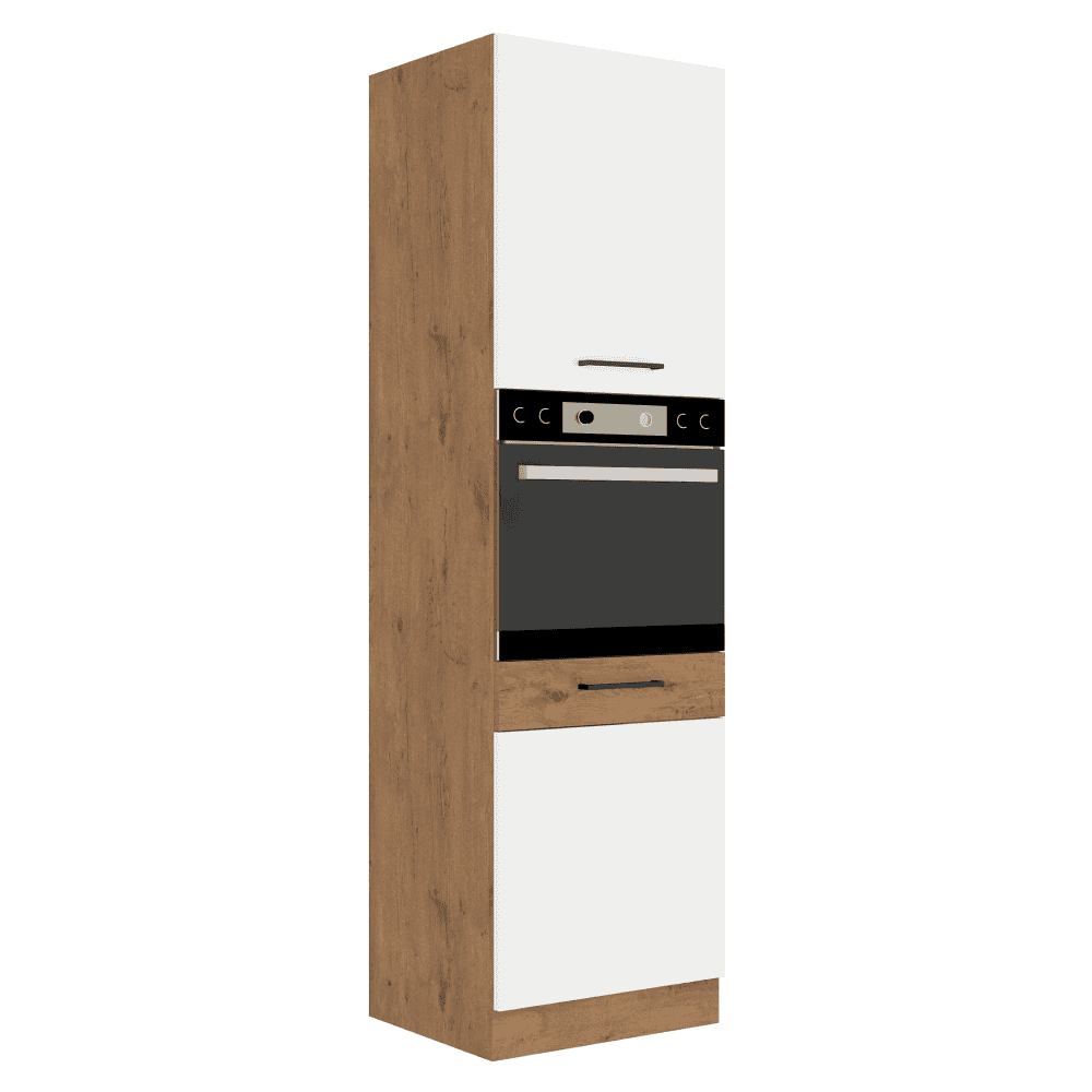 VEGA-60-DP-210-2F-02 Dulap înalt pentru cuptorul încorporat, stejar Lancelot/alb extra lucios HG, VEGA 60 DP-210 2F - imagine 1