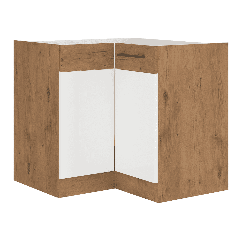 VEGA-DN-1F-BB-01 Cabinet inferior, alb extra lucios HG/stejar Lancelot, VEGA DN 1F BB - imagine 1