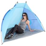 Cort plaja pentru 2 persoane, cu protectie UV si podea izolanta, 200x100x105 cm, albastru Mob360 - imagine 4