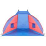 Cort plaja pentru 2 persoane, cu protectie UV si podea izolanta, 200x120x120 cm, albastru si roz Mob360