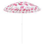 Umbrela de plaja 160 cm cu structura metalica, inclinare reglabila si husa transport, alb si rosu Mob360 - imagine 3