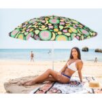 Umbrela de plaja 160 cm cu structura metalica, inclinare reglabila si husa transport, multicolor Mob360 - imagine 3