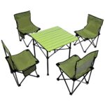 Set camping 5 in 1 cu masa si 4 scaune pliabile, structura otel si blat aluminiu, 53x52x50 cm, verde Mob360 - imagine 4