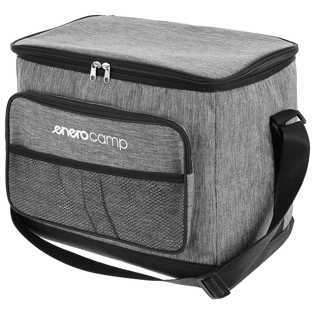 Stacked from 11 images. Method=A (R=7,S=1) Geanta termica 25L cu buzunare frontale, strat interior PEVA si curea reglabila, 34x24x30 cm, gri Mob360 - imagine 1
