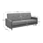 Canapea extensibilă, gri, VALDO - imagine 4