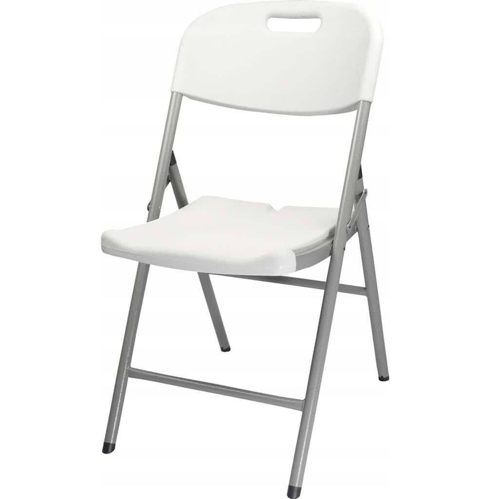 ZUM-4765-1 Scaun pliabil 54x46x86 cm, otel si HDPE, antiderapant, alb Mob360 - imagine 1