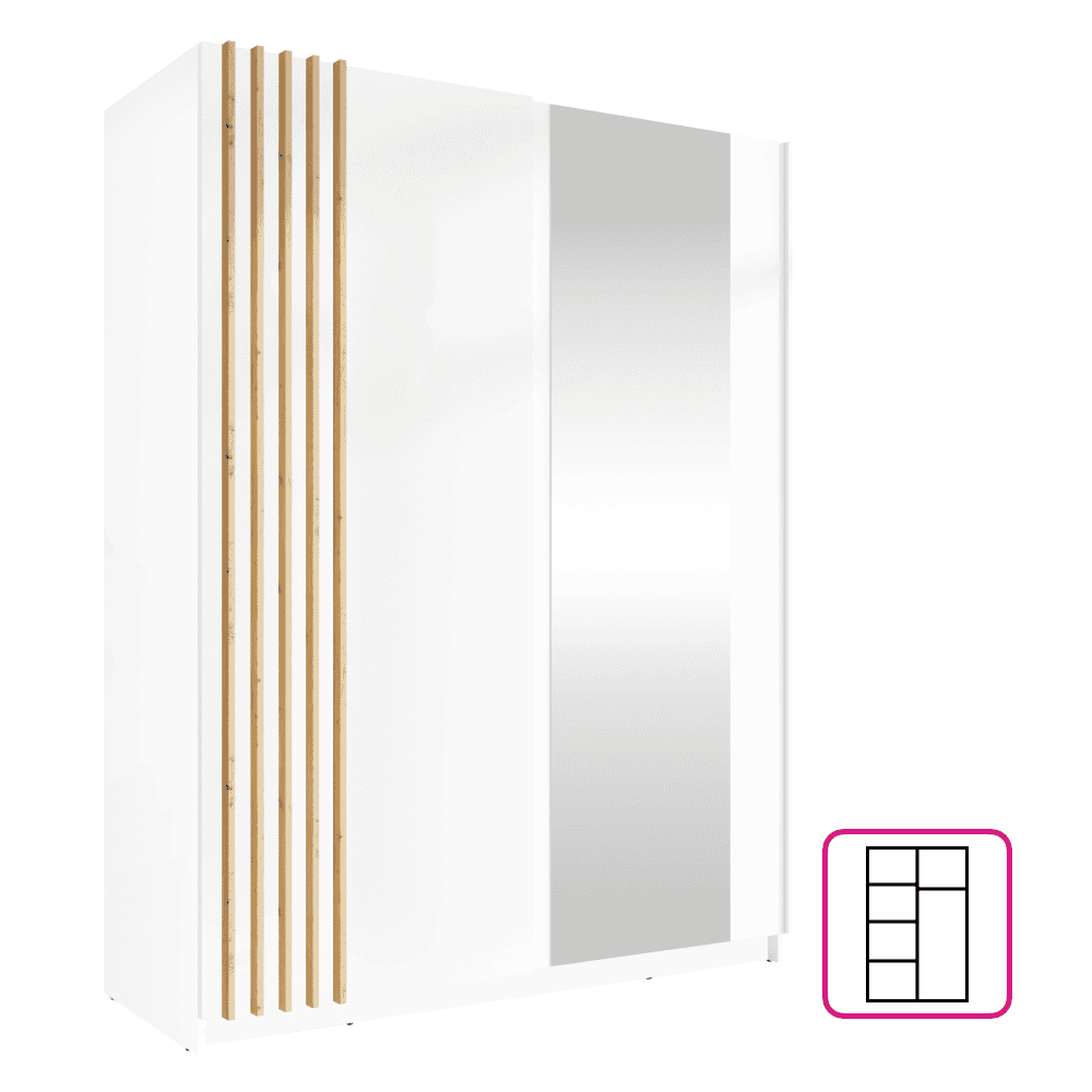 bajadero-typ1-2-biela-u-03 Dulap, 2D-150, alb/stejar artisan, BAJADERO TYP 1 - imagine 1