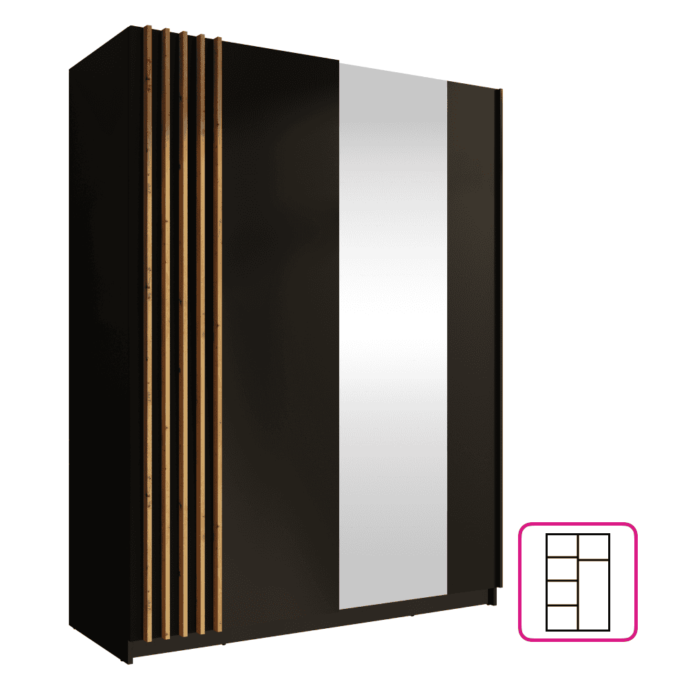 bajadero-typ1-2-cierna-u-03 Dulap, 2D-150, neagră/stejar artisan, BAJADERO TYP 1 - imagine 1